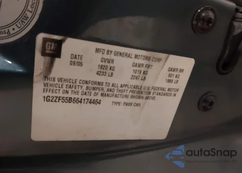 2006 Pontiac G6 from USA, damaged, VIN 1G2ZF55B664174464